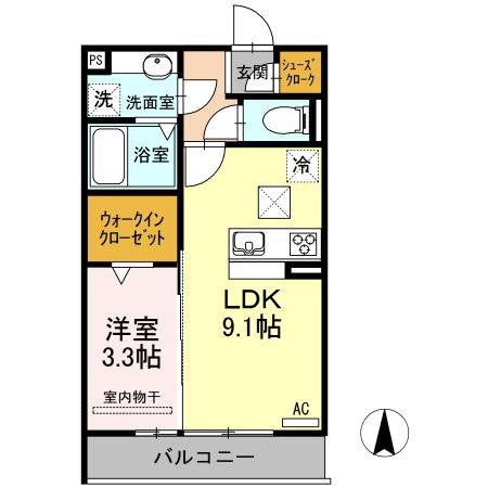 リヴエールM(1LDK/1階)の間取り写真
