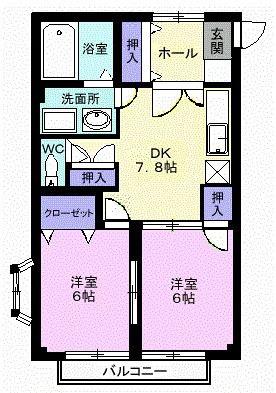 アビタシオンKS(2DK/1階)の間取り写真