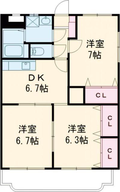 M・ジュールマンション(3DK/3階)の間取り写真