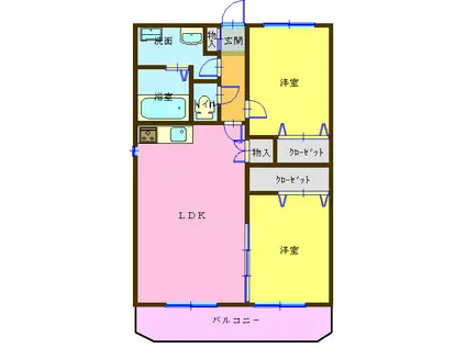 コーポ辻村II(2LDK/3階)の間取り写真