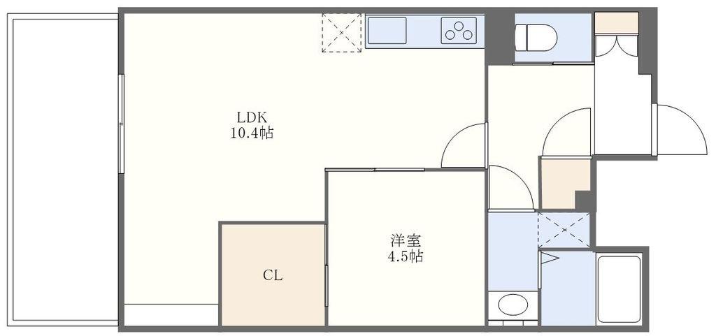 アンベリール・おらんだ坂(1LDK/4階)の間取り写真