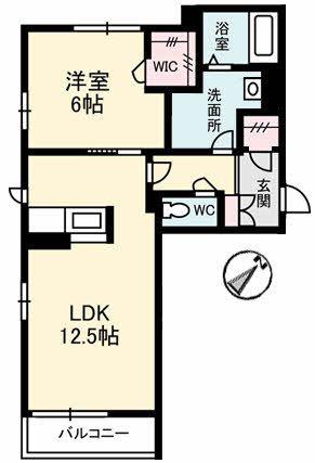 シャーメゾン南生野(1LDK/2階)の間取り写真