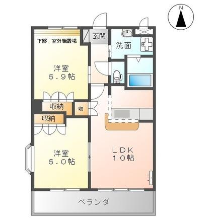 クレール(2LDK/2階)の間取り写真