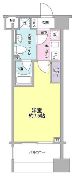 メインステージ白金高輪駅前(1K/9階)の間取り写真