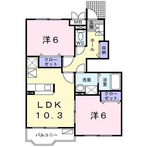 サンプレシャスI(2LDK/1階)の間取り写真