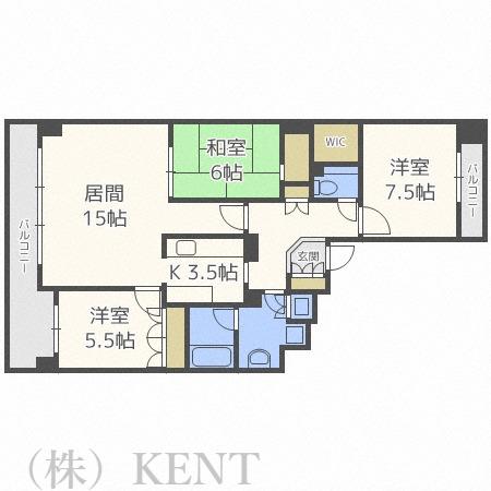 パークホームズ宮の森ヒルテラス(3LDK/2階)の間取り写真