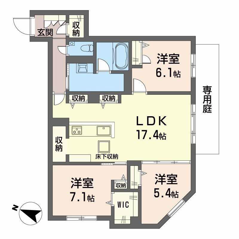 ザ リッツ大手町(3LDK/1階)の間取り写真