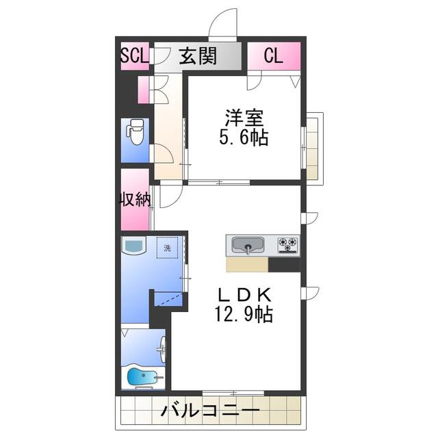 BEREO NANKAIWAKAYAMACITY(1LDK/1階)の間取り写真
