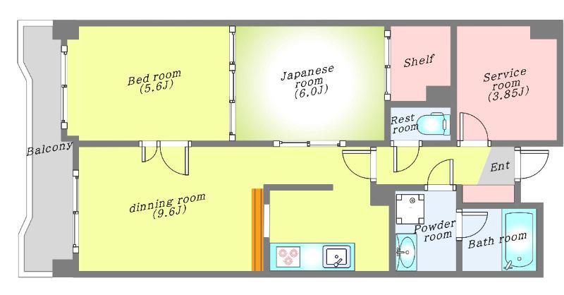 ダイアパレス泉崎(2SDK/1階)の間取り写真