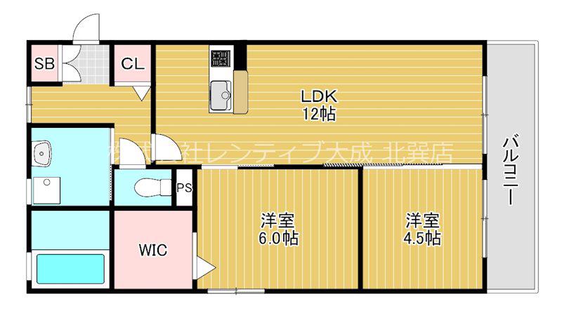 ティエラ(2LDK/3階)の間取り写真