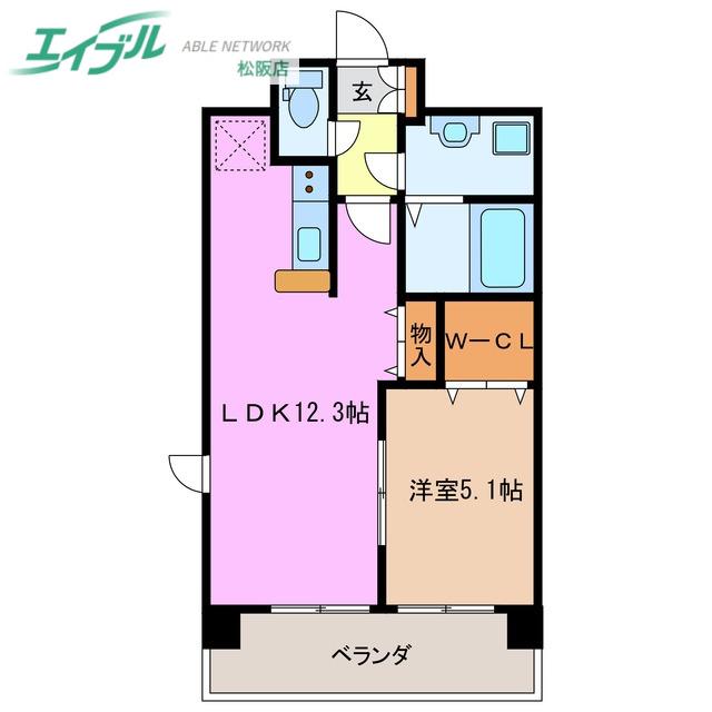 アンジューVI(1LDK/1階)の間取り写真