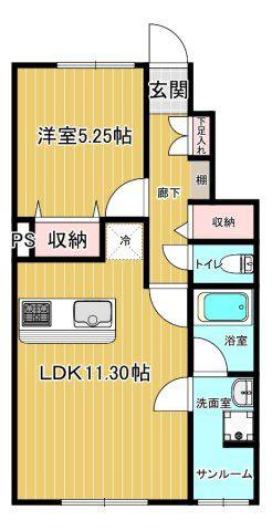 START B(1LDK/1階)の間取り写真