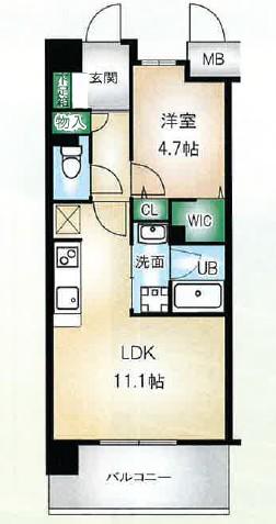 グランレコルト(1LDK/4階)の間取り写真