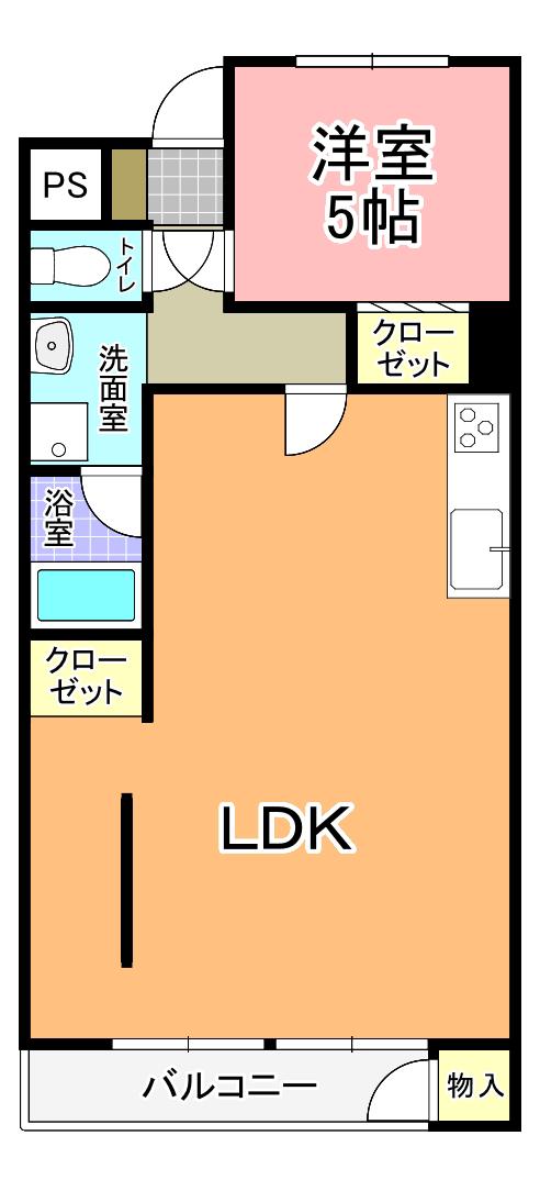 グリーンヒル見和 1号棟(1LDK/3階)の間取り写真