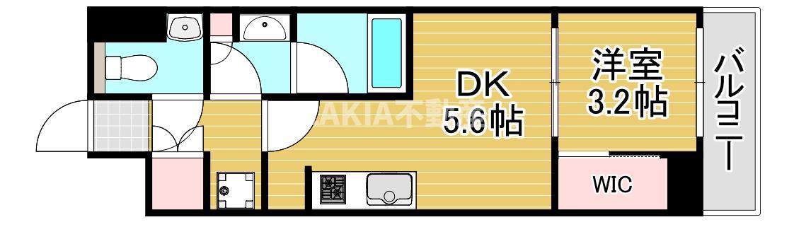 ザ・パークハビオ都島テラス(1LDK/2階)の間取り写真