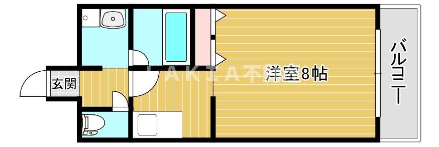 OAK弥栄(1K/2階)の間取り写真