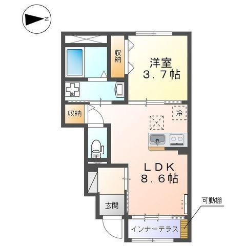 グランドアーク2(1LDK/1階)の間取り写真
