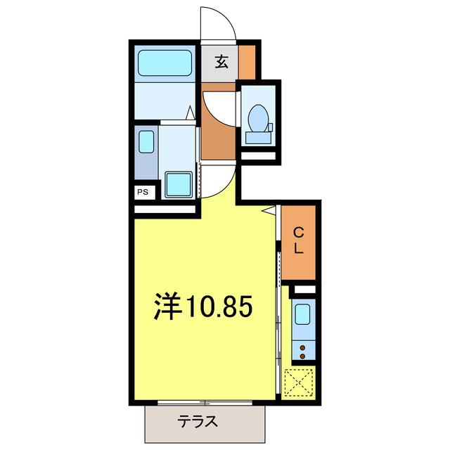LIVING西岡崎(ワンルーム/1階)の間取り写真