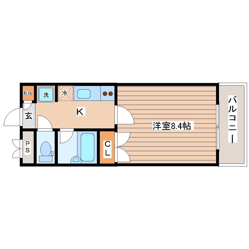 プラウドフラット五橋(1K/5階)の間取り写真