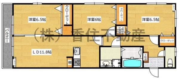 グランルーチェ参番館(3LDK/1階)の間取り写真