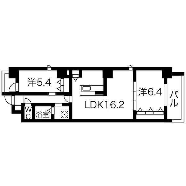 NR新栄(2LDK/9階)の間取り写真