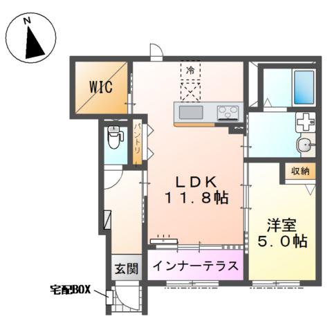 清須市花水木アパート(1LDK/1階)の間取り写真