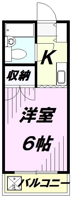 サンアベニュー狭山ヶ丘(1K/2階)の間取り写真