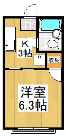 ジュネスホープ(1K/2階)の間取り写真