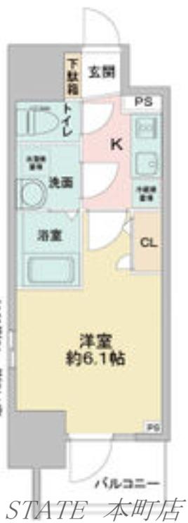 エスリードレジデンス大阪本町(1K/5階)の間取り写真