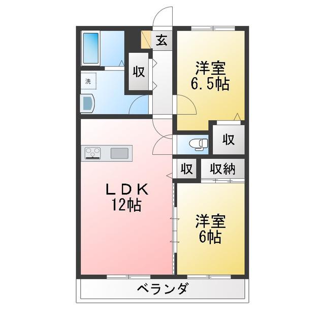 プラセール上青木(2LDK/2階)の間取り写真