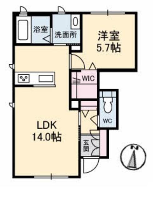 ペイトンプレイスA棟(1LDK/1階)の間取り写真