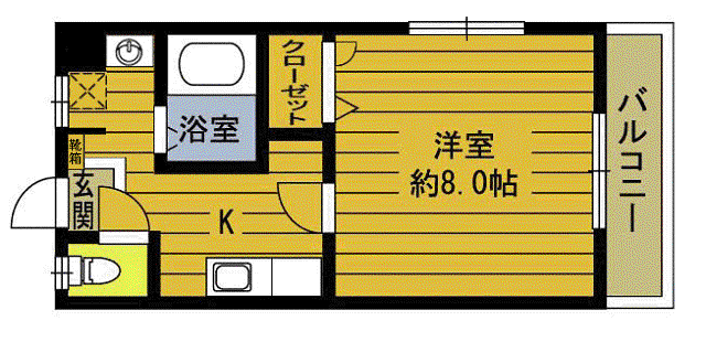 シャイン北浜(1K/1階)の間取り写真