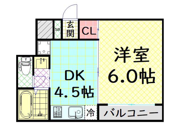 モダナーク(1DK/2階)の間取り写真