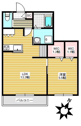 メゾン フルール(1LDK/2階)の間取り写真