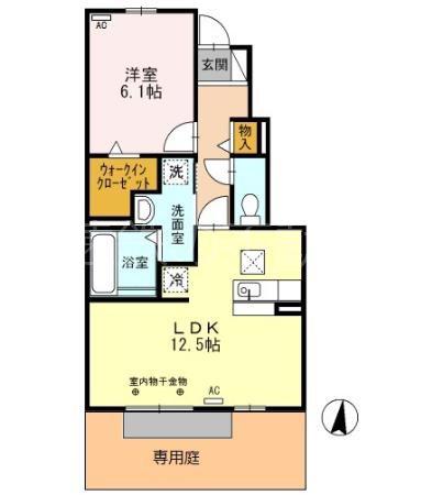 BELLWOODII(1LDK/1階)の間取り写真