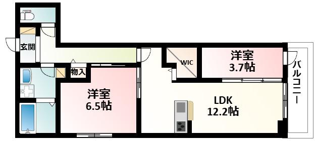 ラ・パーチェ江坂 II(2LDK/1階)の間取り写真