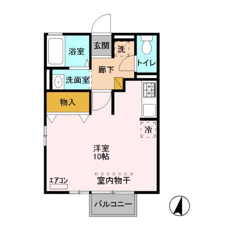 グレープハウス(ワンルーム/1階)の間取り写真
