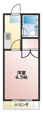 高棚1RM(1K/3階)の間取り写真