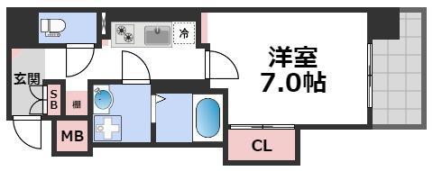 ファーストフィオーレ本町イースト(1K/11階)の間取り写真