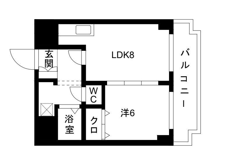 エクシード浜口(1LDK/6階)の間取り写真