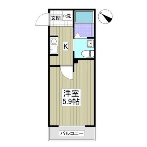 レジデンスウエスト淵野辺(1K/3階)の間取り写真