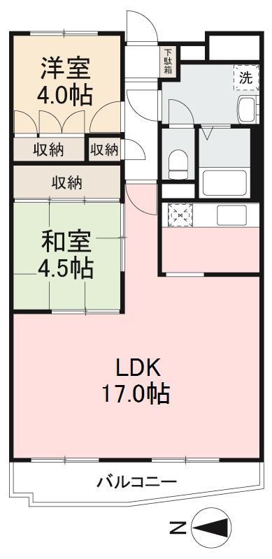 イトーピア高松433号(2LDK/4階)の間取り写真