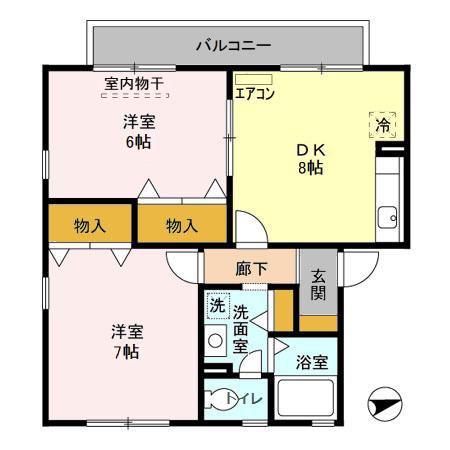 サニーハウスD(2DK/1階)の間取り写真
