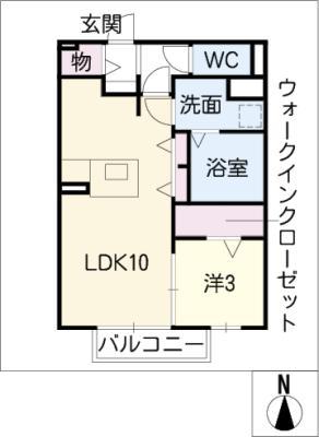 アンソレイユ(1LDK/2階)の間取り写真