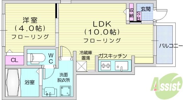 ミヌエット Ⅰ(1LDK/1階)の間取り写真