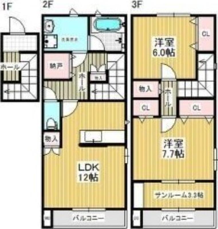 APTセレーナB(2LDK/2階)の間取り写真