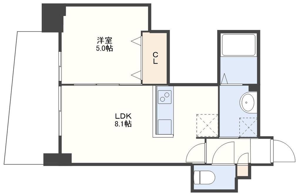 レジデンス籠町(1LDK/5階)の間取り写真