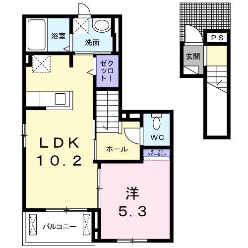 ヴィラ千歳 A棟(1LDK/2階)の間取り写真