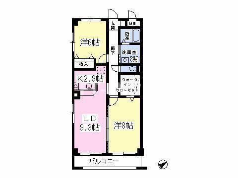アムールトミー(2LDK/3階)の間取り写真