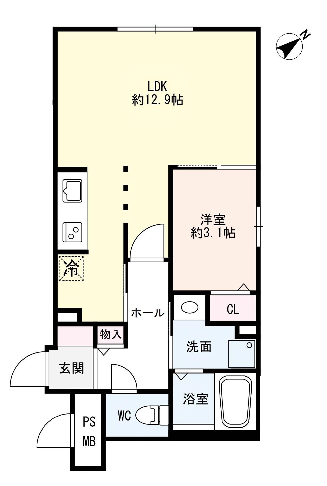 8 3W2 HACHI SAN ウエスト NY(1LDK/2階)の間取り写真